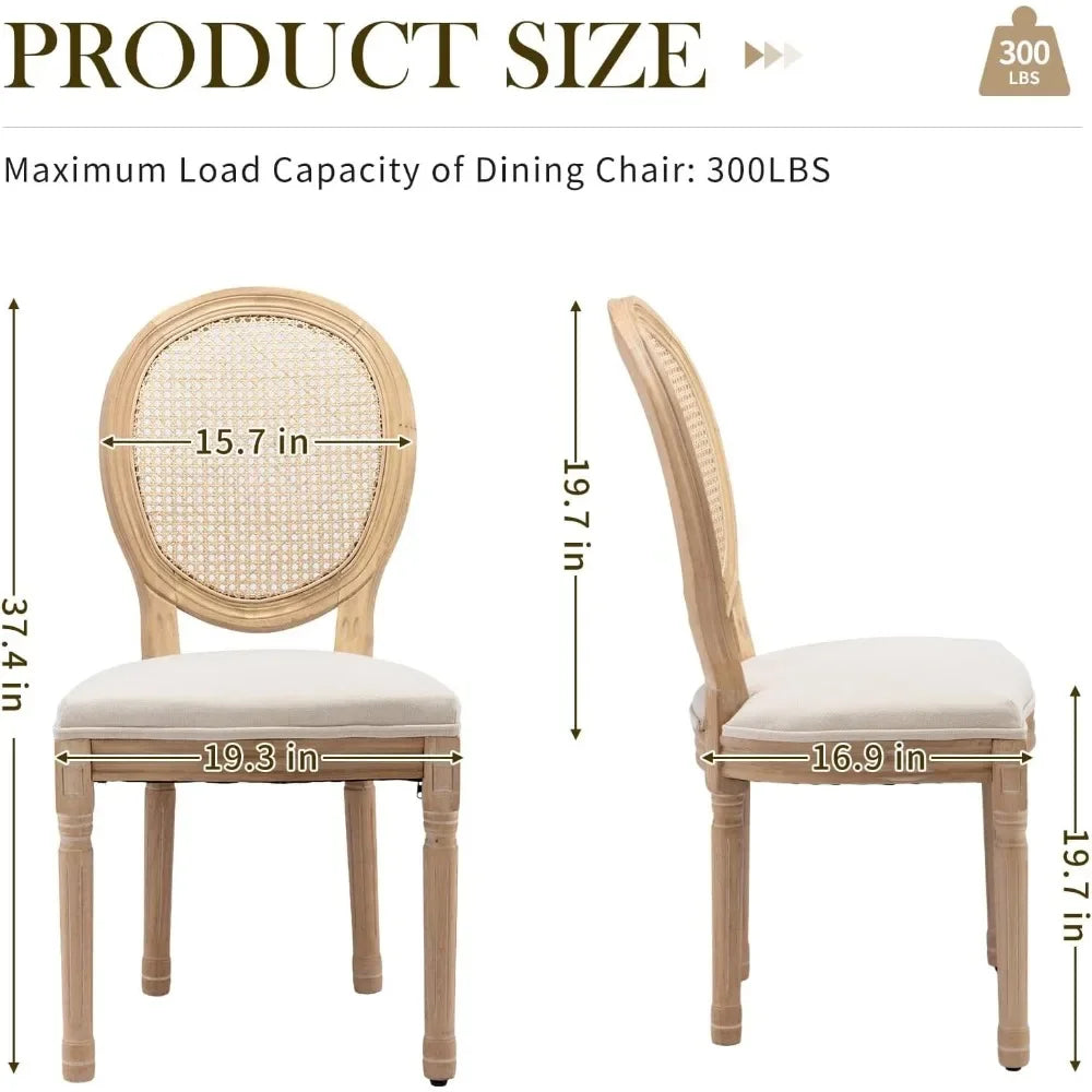 Fabric Upholstered French Country Dining Chairs, Choice of Color