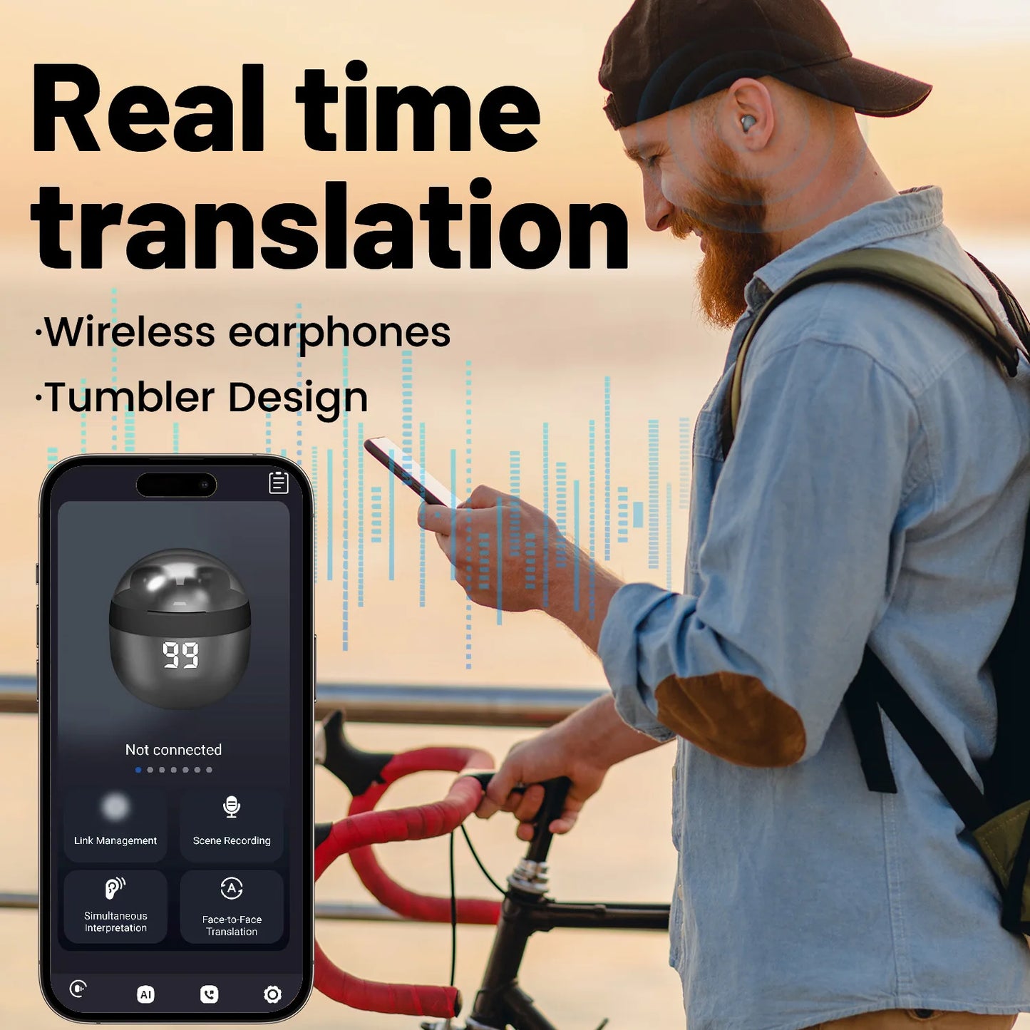 AI Bluetooth Translator Earbuds - 144 Languages: Can be Used For Phone Calls, Business Meetings, Travel