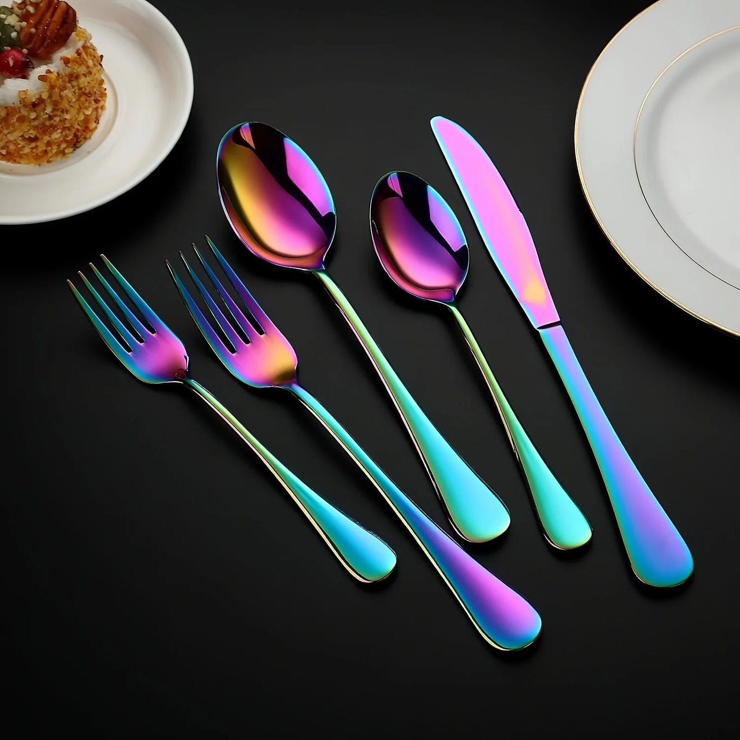 30/60pcs Stainless Steel High-end Tableware Set - Dishwasher Safe