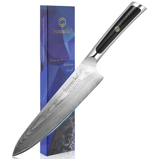 Sunnecko Chef's Knives 8"/6.5" VG10 Damascus Steel, G10 Handle
