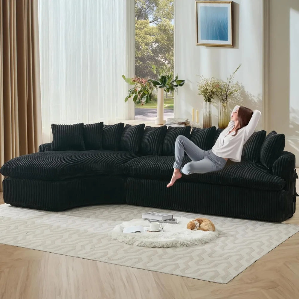 127'' Modern Curved Corduroy Cloud Sofa - 4 Color Choices