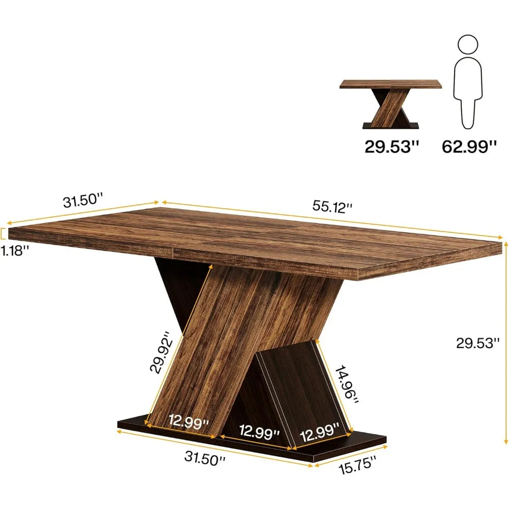 55-Inch Modern Farmhouse Dining Table for 4