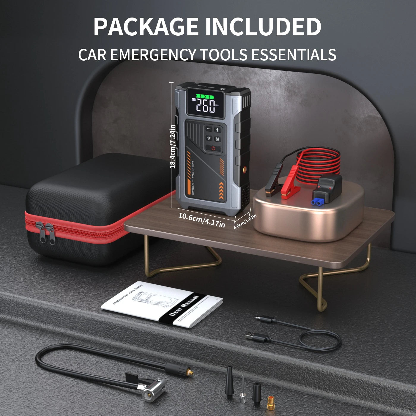 Portable Vehicle Jump Starter With 150psi Air Compressor