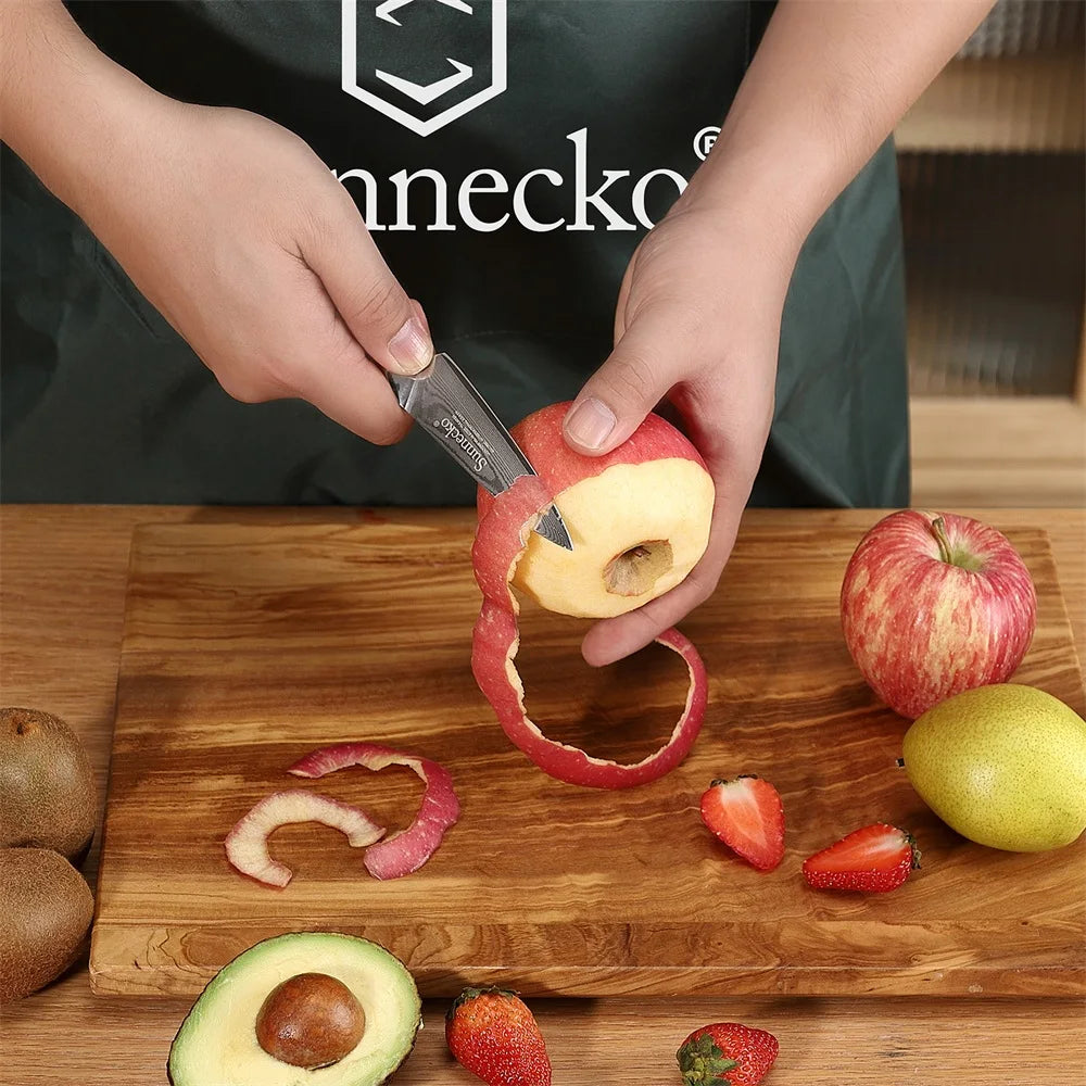 Sunnecko 3.5 Inch Fruit Paring Knife - 73 Layers VG10 Damascus Steel Chef's Peeling Knife
