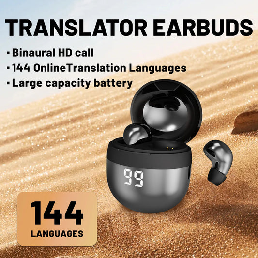 AI Bluetooth Translator Earbuds - 144 Languages: Can be Used For Phone Calls, Business Meetings, Travel