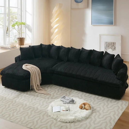 127'' Modern Curved Corduroy Cloud Sofa - 4 Color Choices