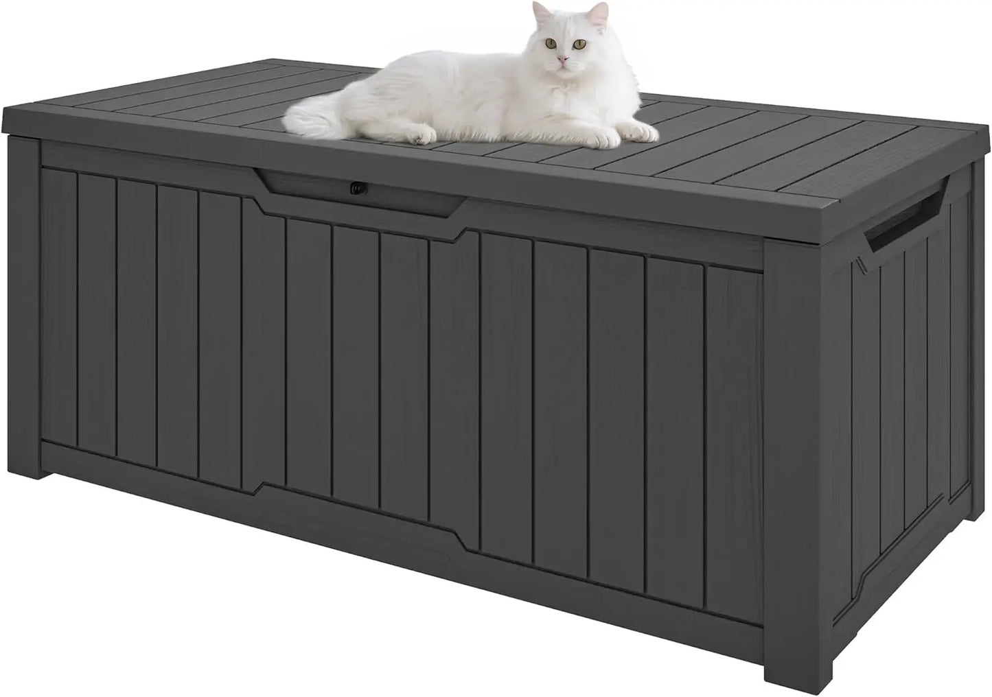 120-Gallon Resin Outdoor, Lockable Lid Storage Box, Waterproof for Garden Tools, Pool Supplies, and Sports Gear