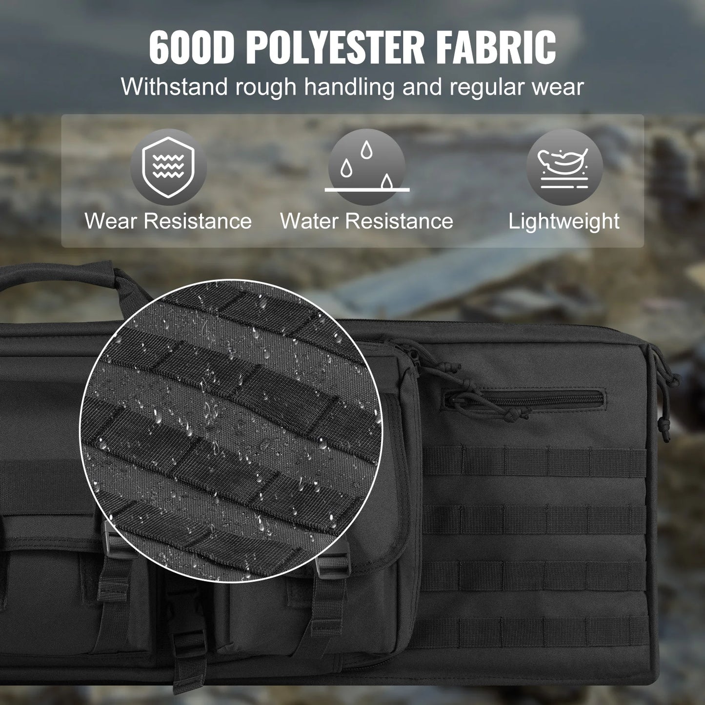 Tactical Double Long Gun Soft Bag, Lockable Zipper for Two 34"-40" Rifles & 2 Pistols