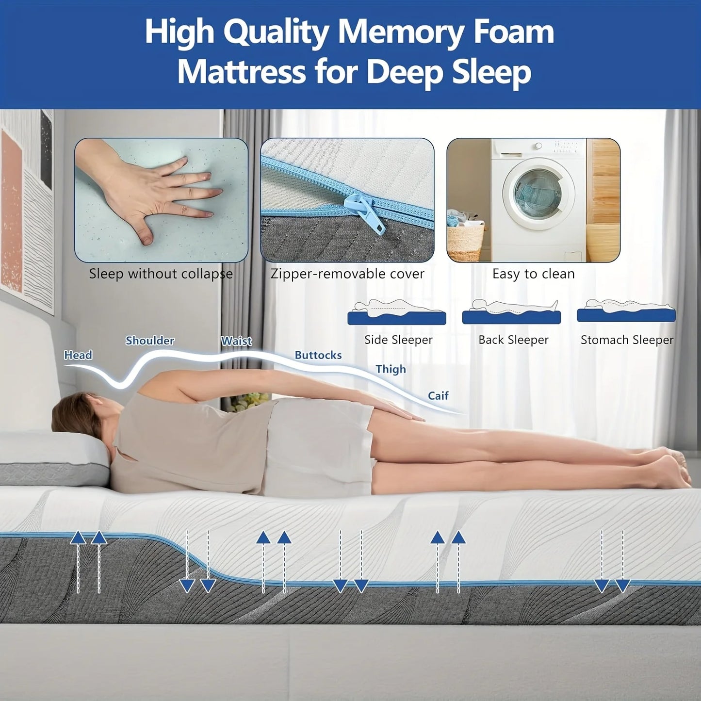 Extra Firm Mattress, 8/10 inch Medium - Dual Sided Reversible Mattress for Back Pain Relief