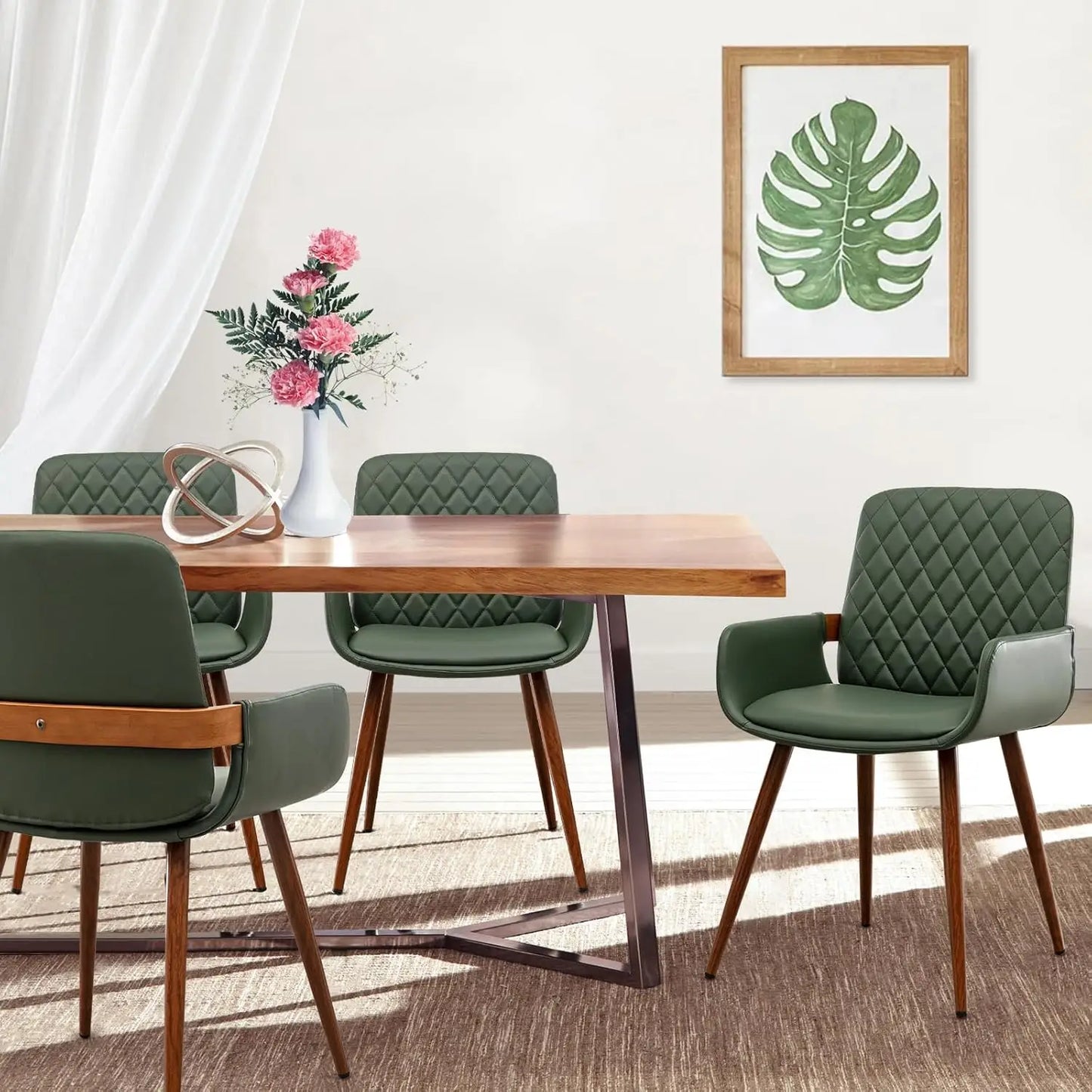 Mid Century Modern Faux Leather Dining Chairs - 5 Color Options