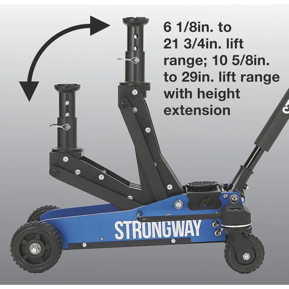 Off-Road Vehicle Jack: Aluminum Construction Jack with High-Lift Design and Heavy-Duty Rear Swivel Casters
