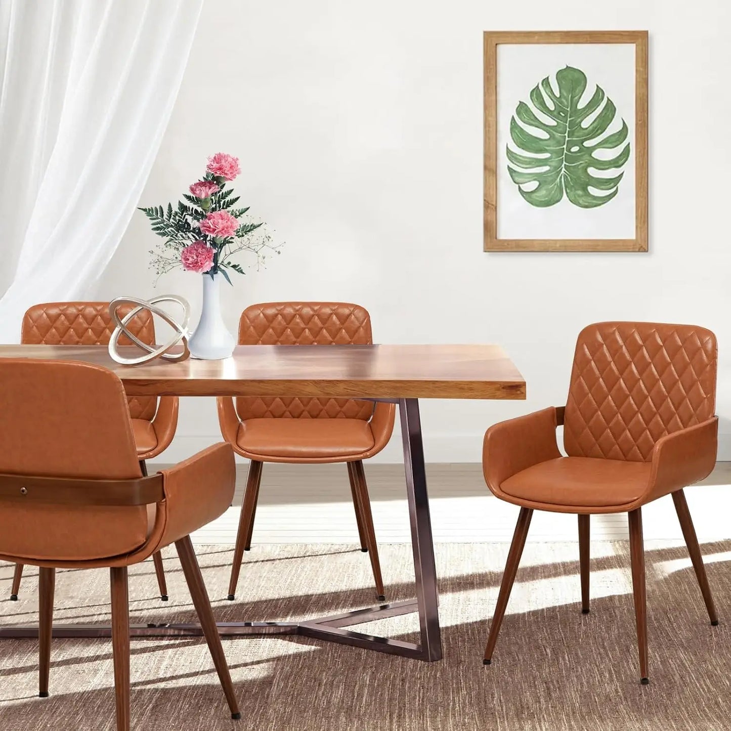Mid Century Modern Faux Leather Dining Chairs - 5 Color Options