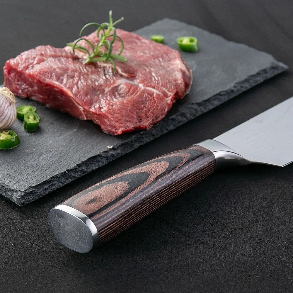 8 Inch Professional Japanese Kiritsuke Knife - High Carbon German Stainless Steel, Ultra Sharp