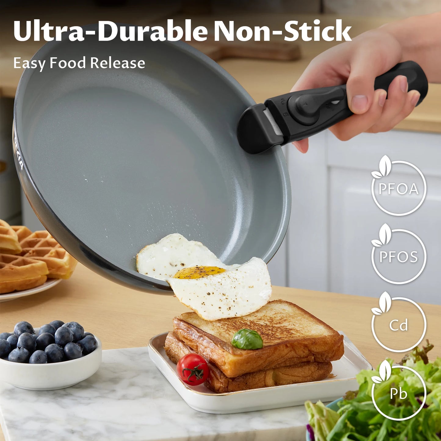Induction Cookware with Ceramic Coating, 13pcs Nonstick Pots and Pans Set with Detachable Handles