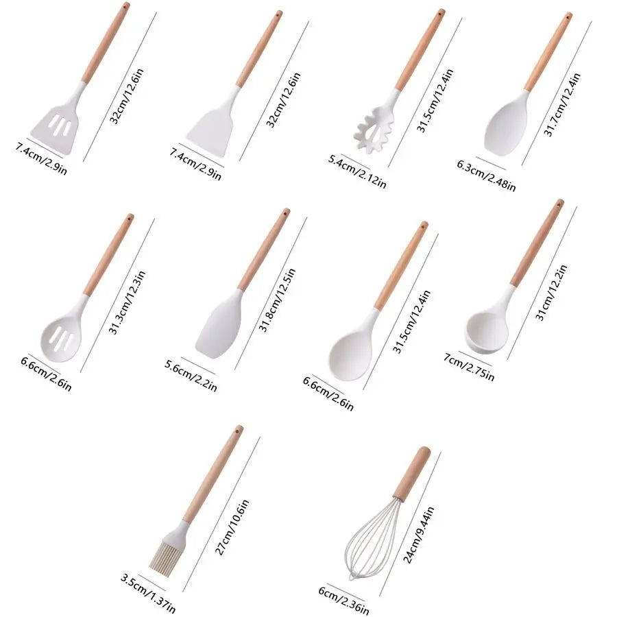 19 piece Silicone Kitchenware Set: Cooking Spoon, Shovel, Cutting Board, Fruit Knife, Chef Knife, Combination Set