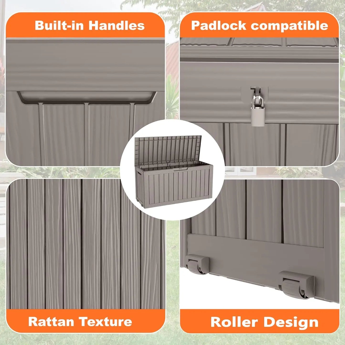 75 Gallon Resin Deck Box, Lockable Outdoor Storage Box