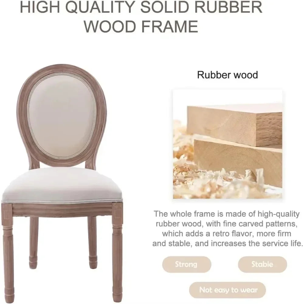 French Country Dining Chairs Set of 6 - Vintage Louis Chairs with Curved Backrest and Beautifully Carved Solid Wood Frame