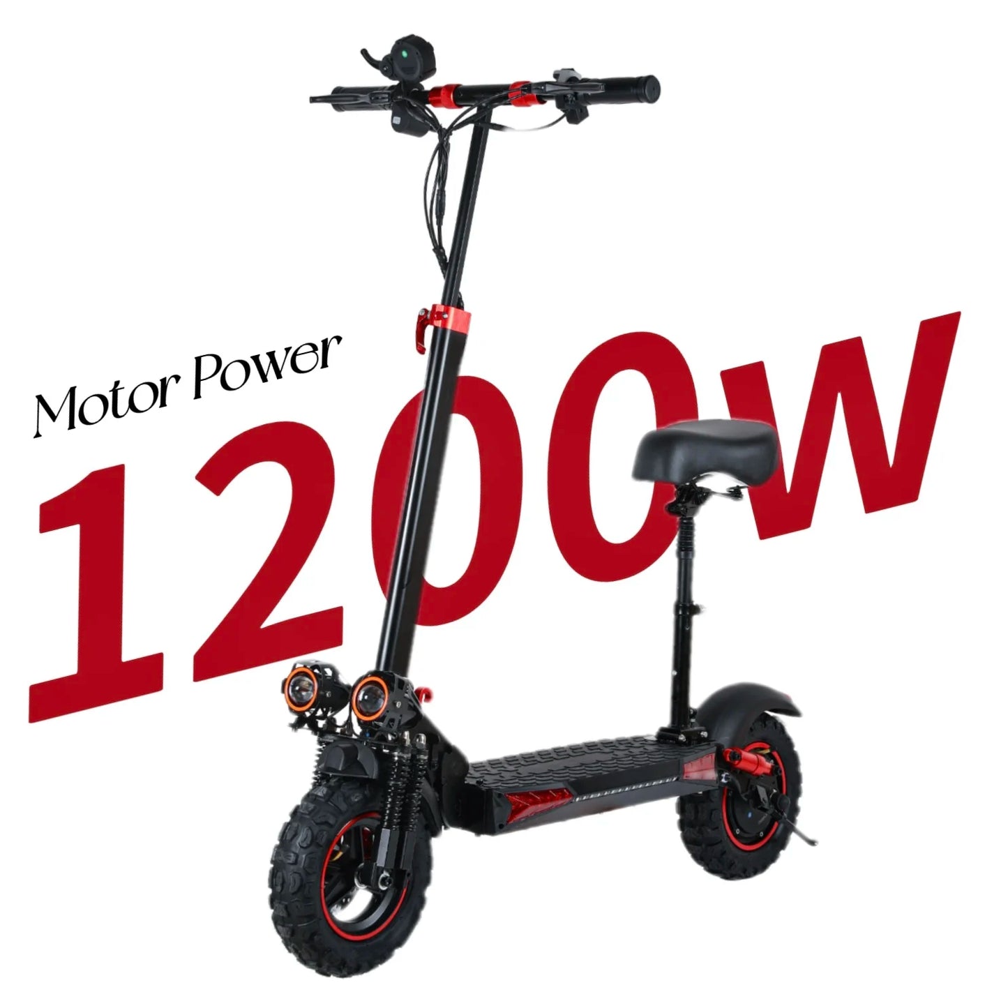 Foldable Waterproof Adult Electric Scooter 11" Off-Road Tires 48V 1200W 18Ah