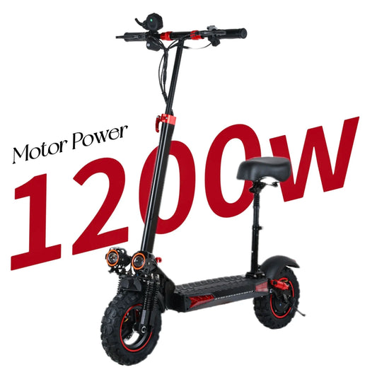 Foldable Waterproof Adult Electric Scooter 11" Off-Road Tires 48V 1200W 18Ah