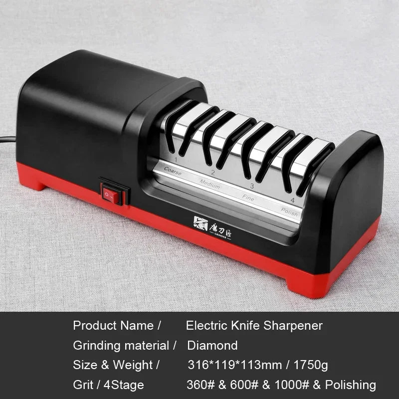 GRINDER 4 Stage Diamond Electric Knife Sharpener With 2800rpm Rotational Speed And 18W Rated Power