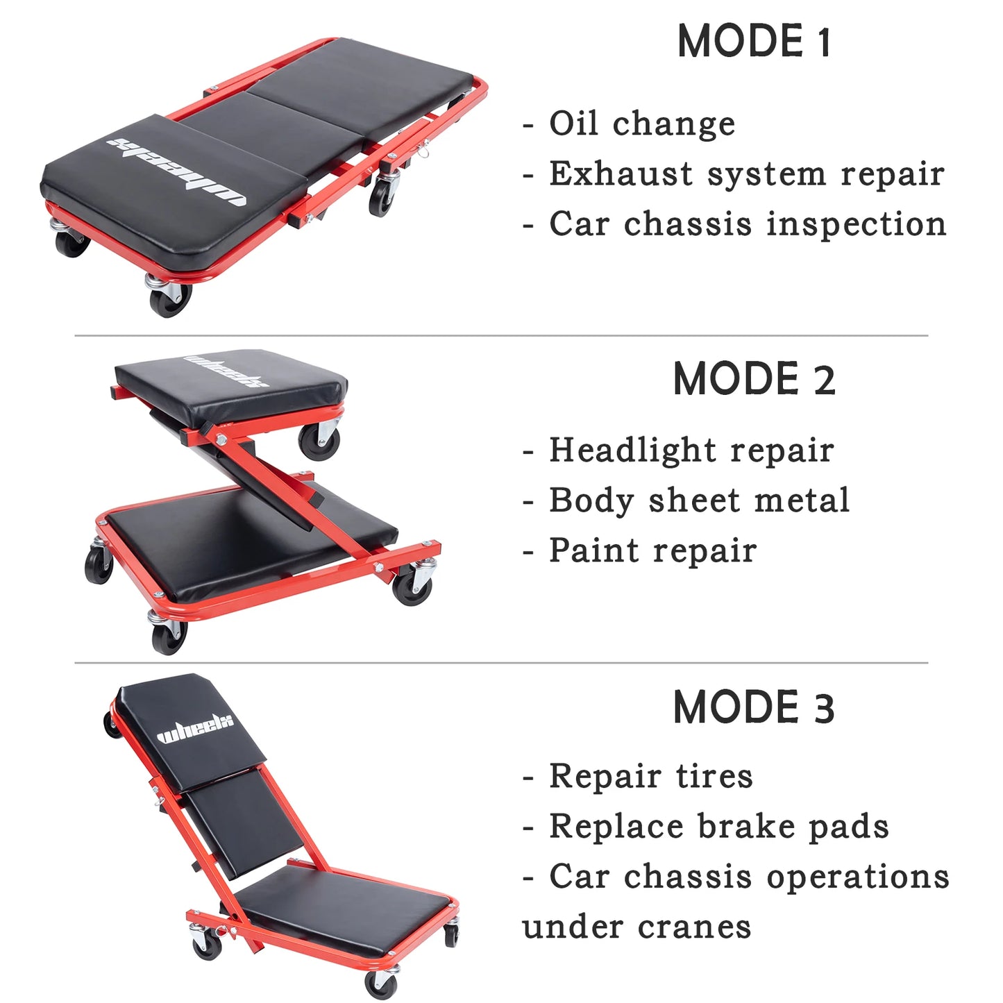 3-in-1 Rolling Mechanic Creeper + Z Seat