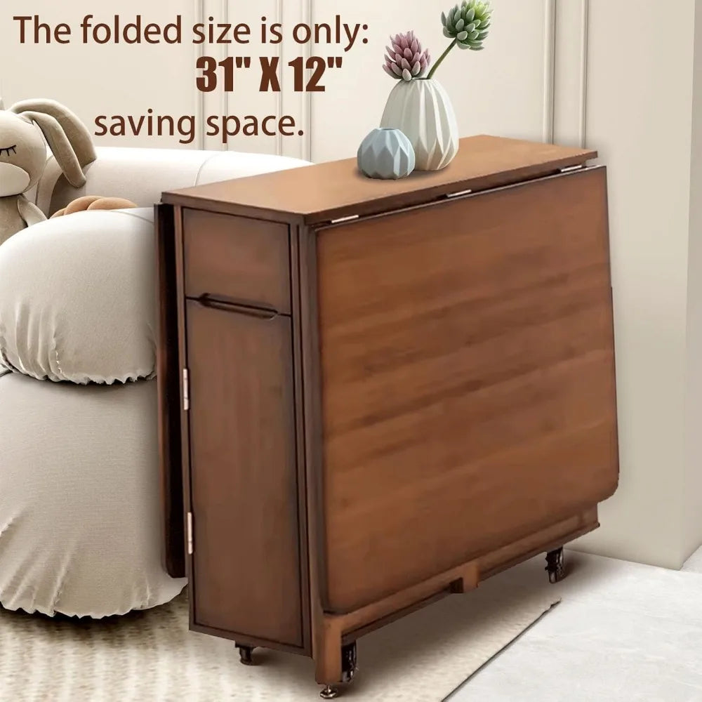 Folding Dining Table Set with 4 Chairs - Drop Leaf, No Assembly Required, Perfect for Apartments