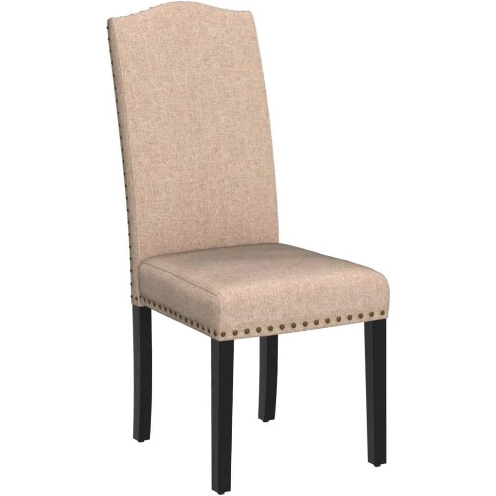Dining Chairs - Set of 4 Fabric Parson Chairs with Rubber Wood Legs and Upholstered Backrest