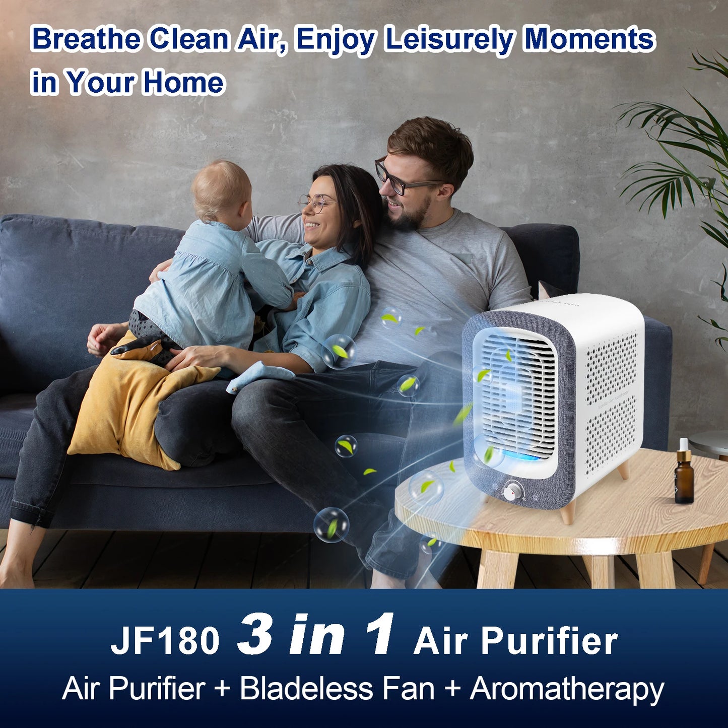 Air Purifier for Home: 780sq ft. HEPA & Activated Carbon, Fragrance Sponge & Nightlight