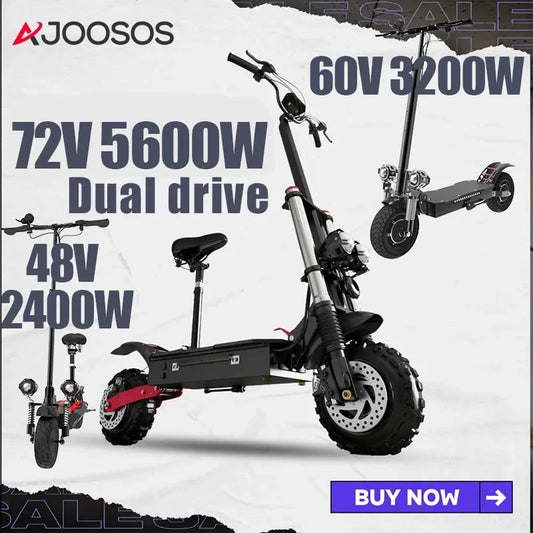 2400W-5600W Electric Scooter:  Dual Motor, Removable Seat