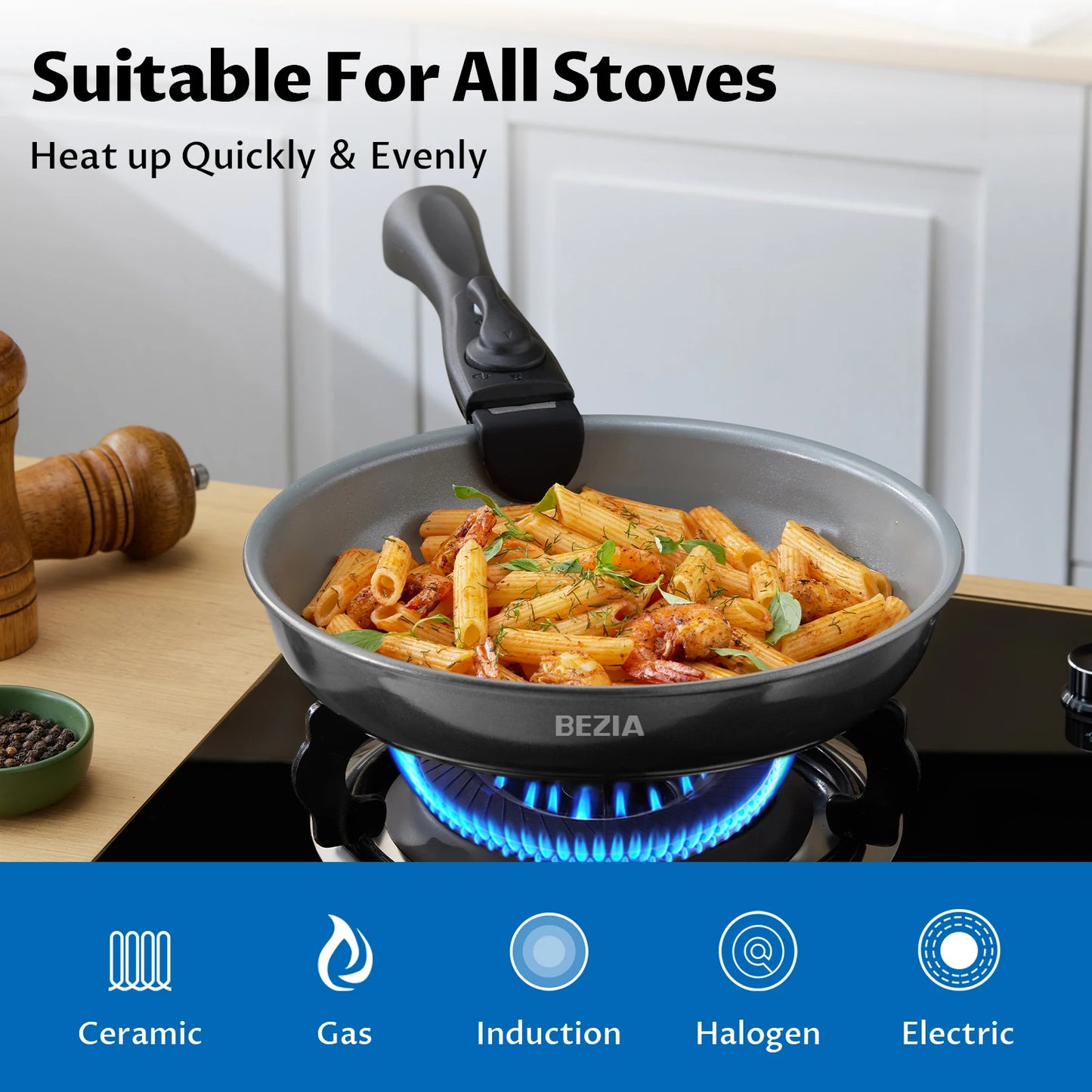 Induction Cookware with Ceramic Coating, 13pcs Nonstick Pots and Pans Set with Detachable Handles