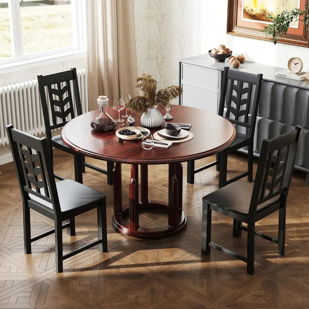 Wooden Dining Chairs Set of 4, Leaf-Shaped High Back, Color Choice, Max Load 400 LBS
