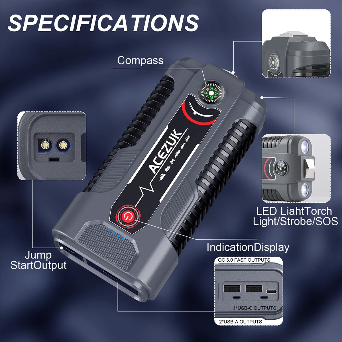 12V Portable Car Jump Starter