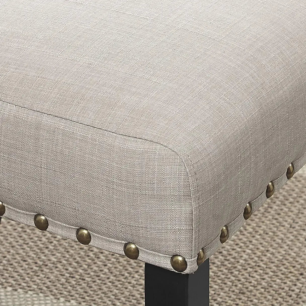 Furniture Biony Tan Fabric Dining Chairs with Nailhead Trim, Set of 2, Brown, Tan