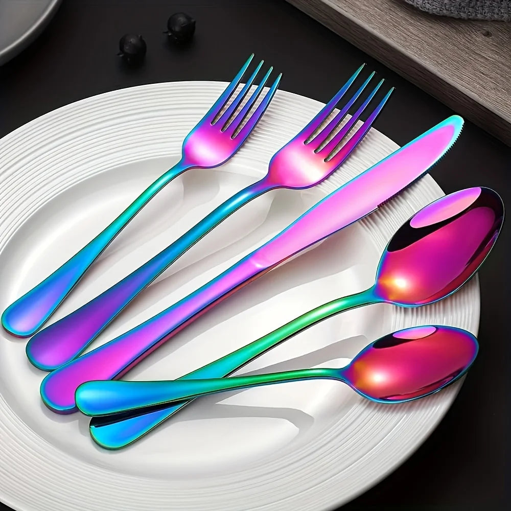 30/60pcs Stainless Steel High-end Tableware Set - Dishwasher Safe