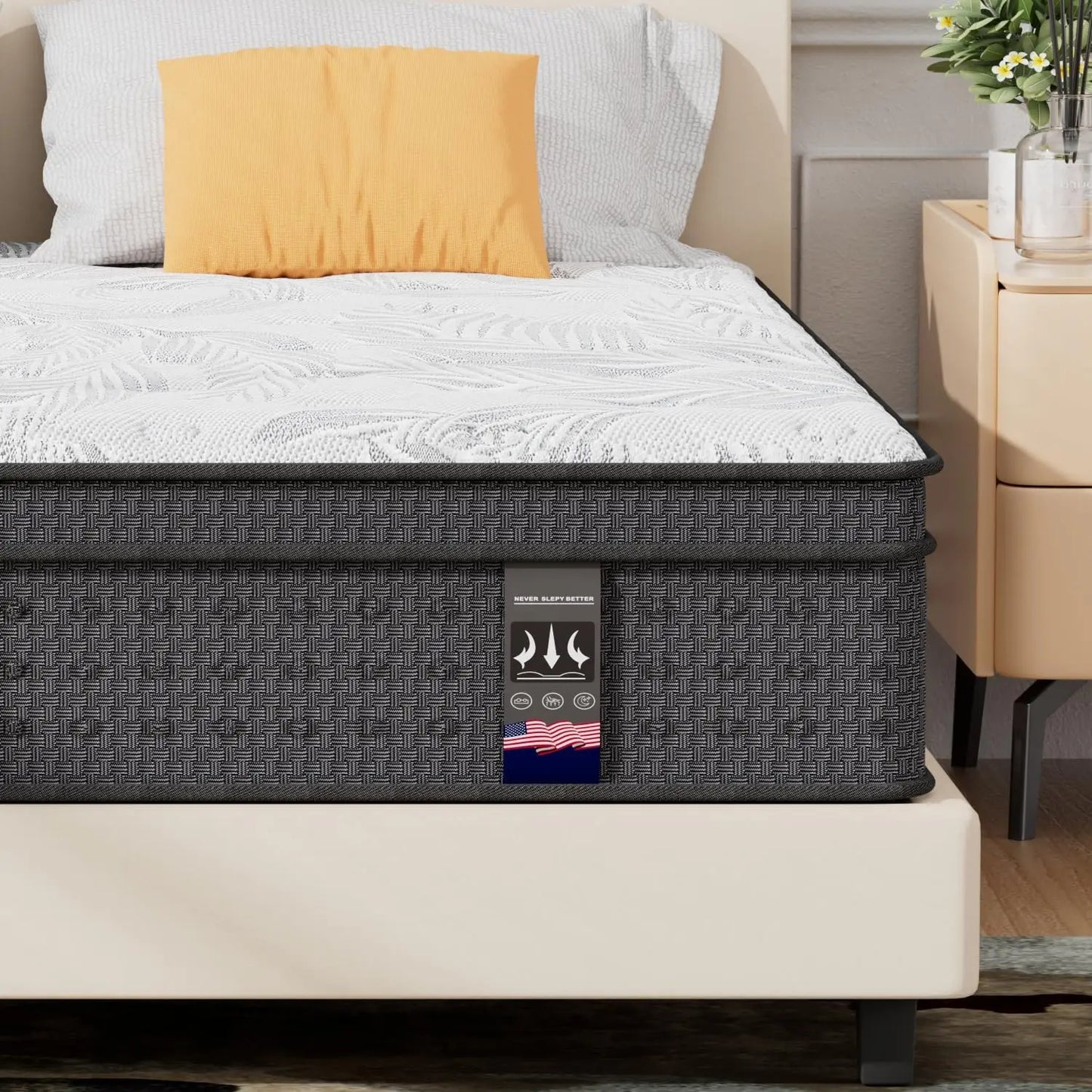 King Size Mattress,14 Inch Hybrid Mattress in a Box with Gel Memory Foam, Pocket Spring, Pressure Relief