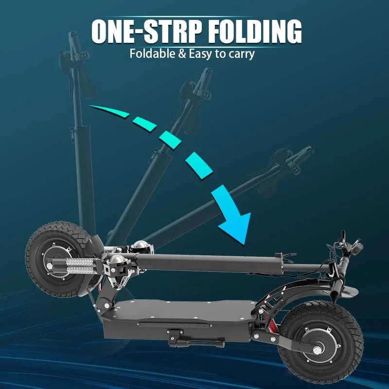 1200W-2500W Adult Electric Scooter: Up to 65km/h 80km 48V/52V Motor 10'' Pneumatic Tires Foldable
