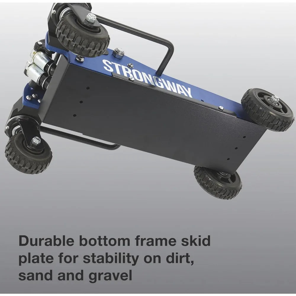 Off-Road Vehicle Jack: Aluminum Construction Jack with High-Lift Design and Heavy-Duty Rear Swivel Casters