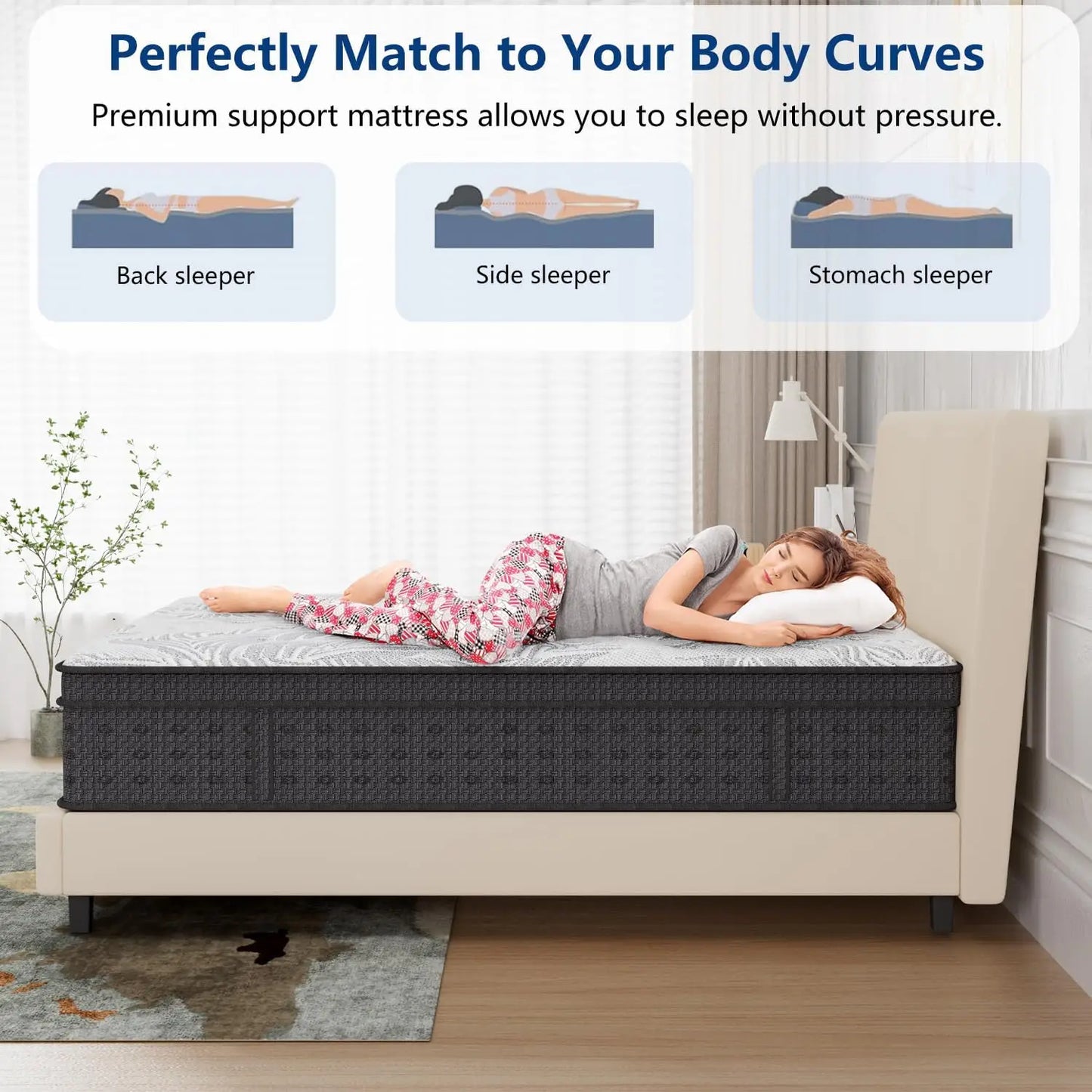 King Size Mattress,14 Inch Hybrid Mattress in a Box with Gel Memory Foam, Pocket Spring, Pressure Relief