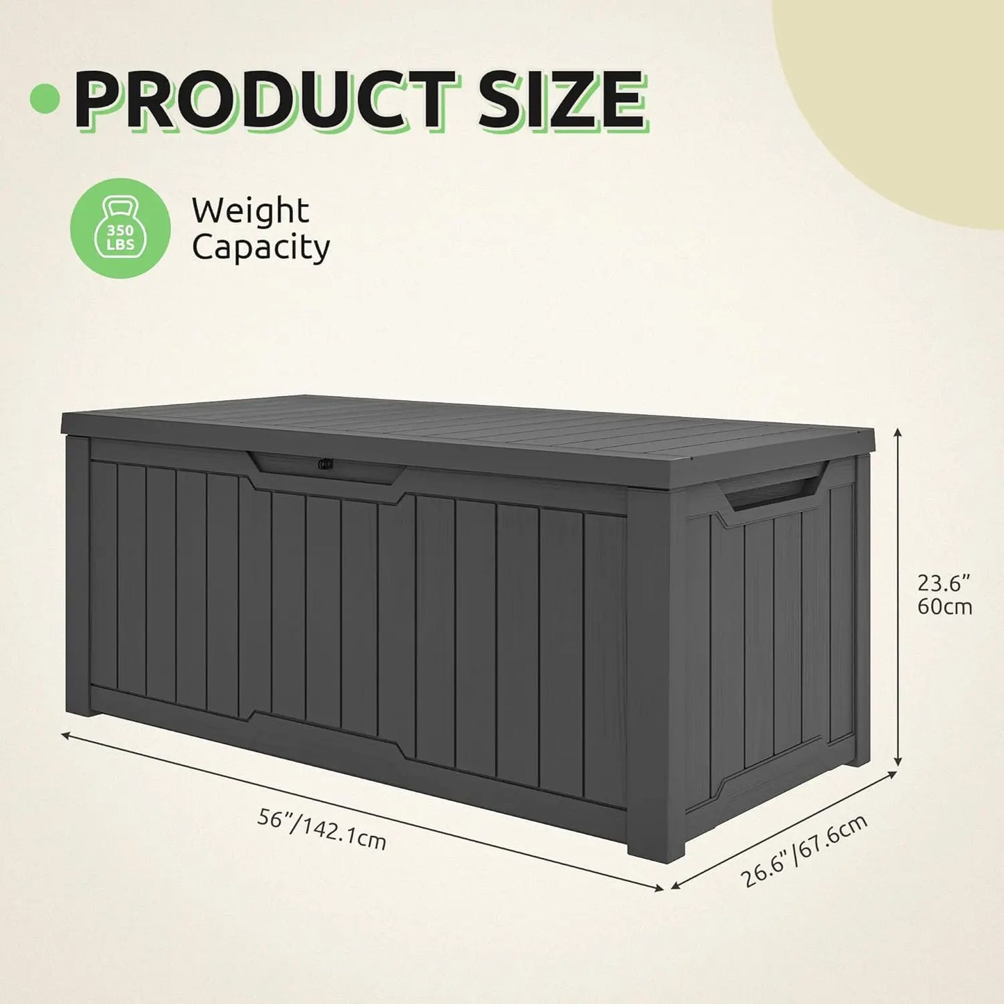 120-Gallon Resin Outdoor, Lockable Lid Storage Box, Waterproof for Garden Tools, Pool Supplies, and Sports Gear