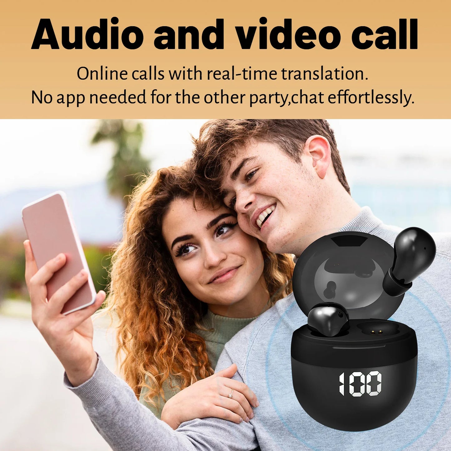AI Bluetooth Translator Earbuds - 144 Languages: Can be Used For Phone Calls, Business Meetings, Travel
