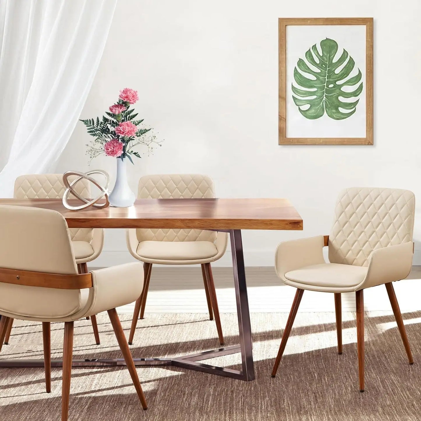 Mid Century Modern Faux Leather Dining Chairs - 5 Color Options