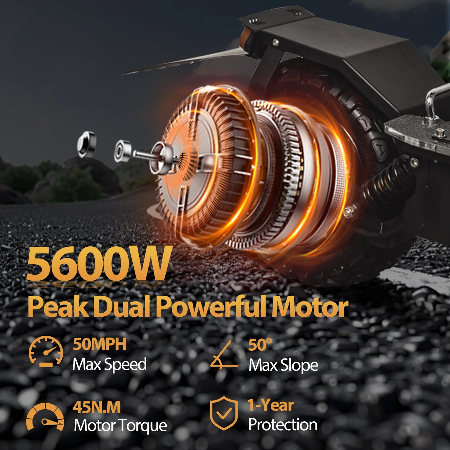 Electric Scooter for Adults, 5600W Dual Motors Up to 50 MPH, Range 50 Miles, 60V, 27Ah, Large Capacity Battery