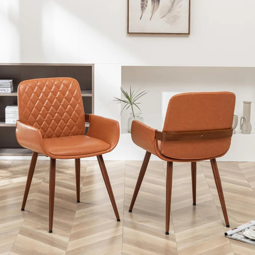 Mid Century Modern Faux Leather Dining Chairs - 5 Color Options