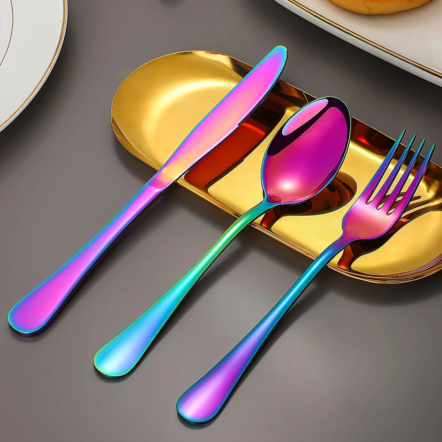 30/60pcs Stainless Steel High-end Tableware Set - Dishwasher Safe
