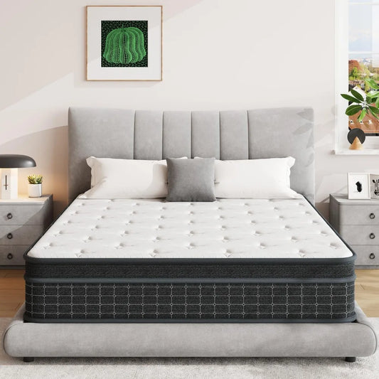 12 Inch Mattresses in a Box, Individually Wrapped Pocket Coils for Isolate Motion, Pressure Relief