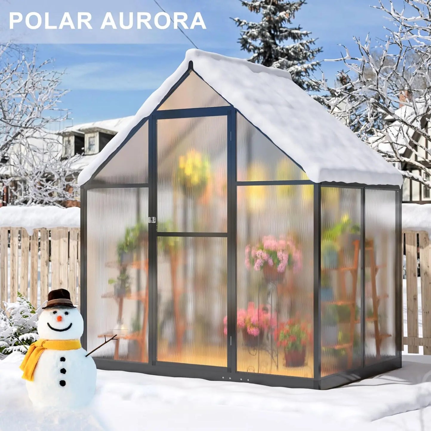 4x6' Greenhouse, Aluminum, Quick Assembly: Structured Polycarbonate Walk-in Greenhouse