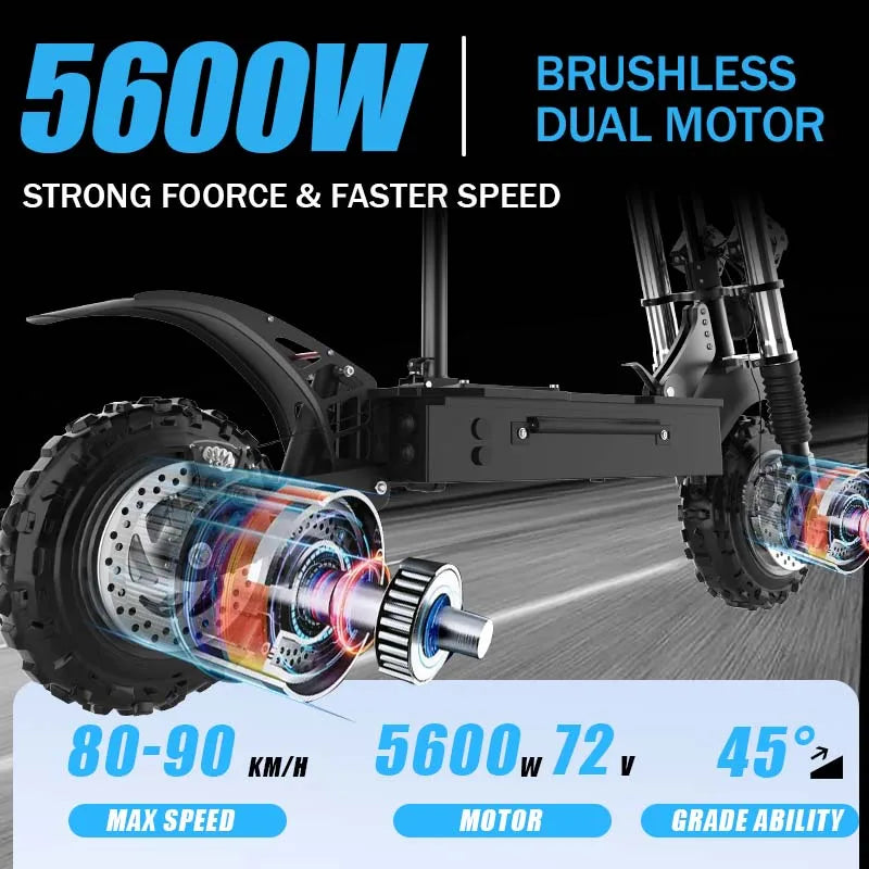 2400W-5600W Electric Scooter:  Dual Motor, Removable Seat