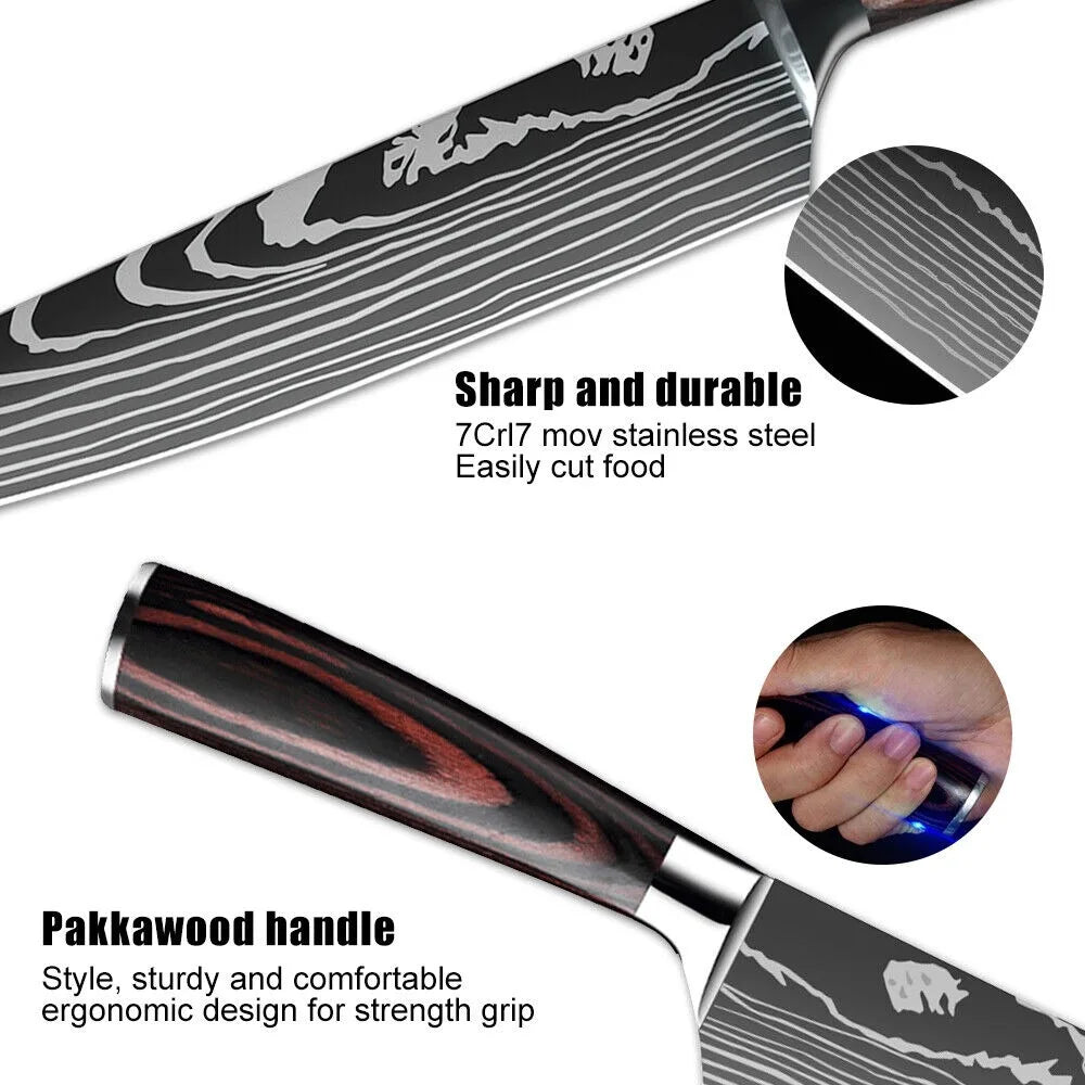 8 Inch Professional Japanese Kiritsuke Knife - High Carbon German Stainless Steel, Ultra Sharp